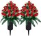 Artificial Cemetery & Memorial Flowers with Vase – Red Rose Gravesite Bouquet, Outdoor Grave Decoration, Weather-Resistant Memorial Arrangement for Headstones (2 Sets)